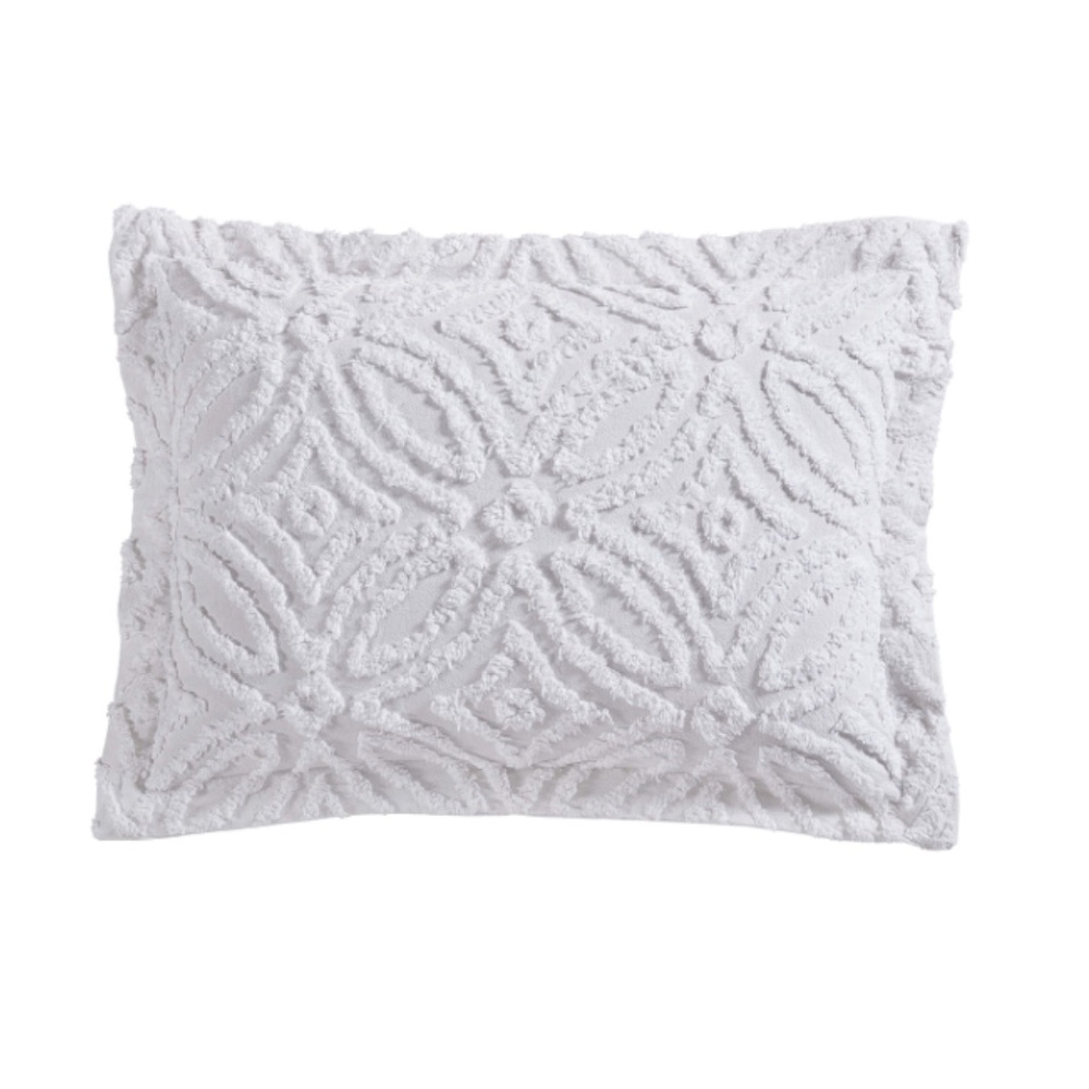 Wedding Ring CHENILLE Standard Sham 100% Cotton WHITE (1-Count)